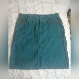 Boden Womens 10L Skirt Teal Green Corduroy A-Line Knee Length Cotton Pockets